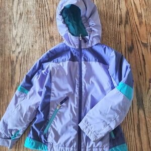 Kid's Lands' End Purple and Green Puffer Jacket with Hood